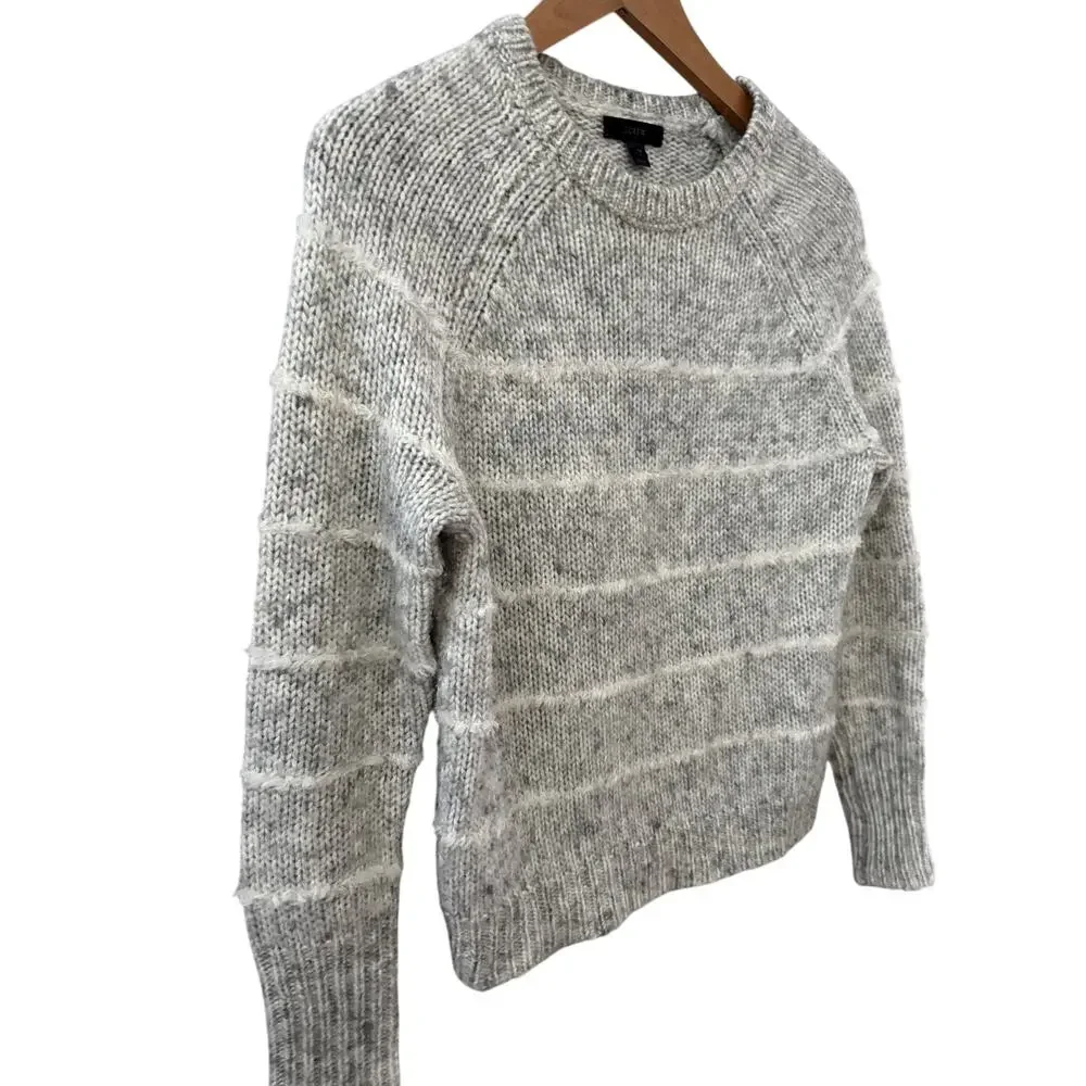 J. Crew Wool‎ Knit Crew Neck Wool Sweater Stripe Gray Size XS